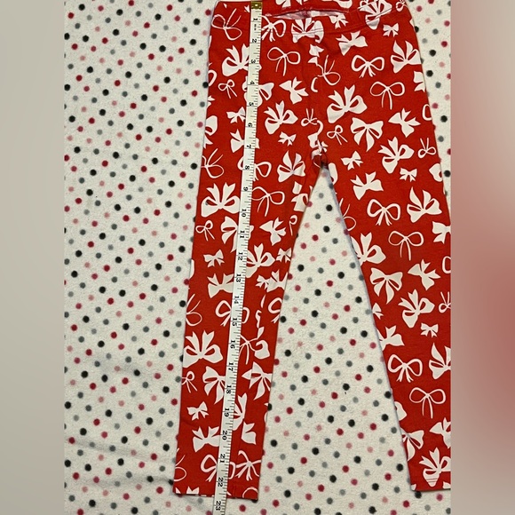 Sz 5t Holiday Leggings Red with White Bow Print Children’s Place - Picture 2 of 6